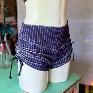 Stripe Velvet Cinch Shorts - New - Warrior Within Designs